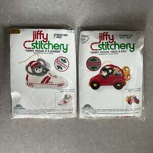 Jiffy Stitchery Merry Mouse 3D Christmas Ornament Kits Set of 2 NEW